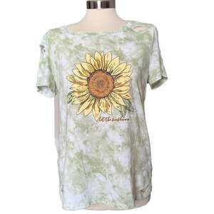 Distressed Sunflower Tie-Dye Green T-shirt